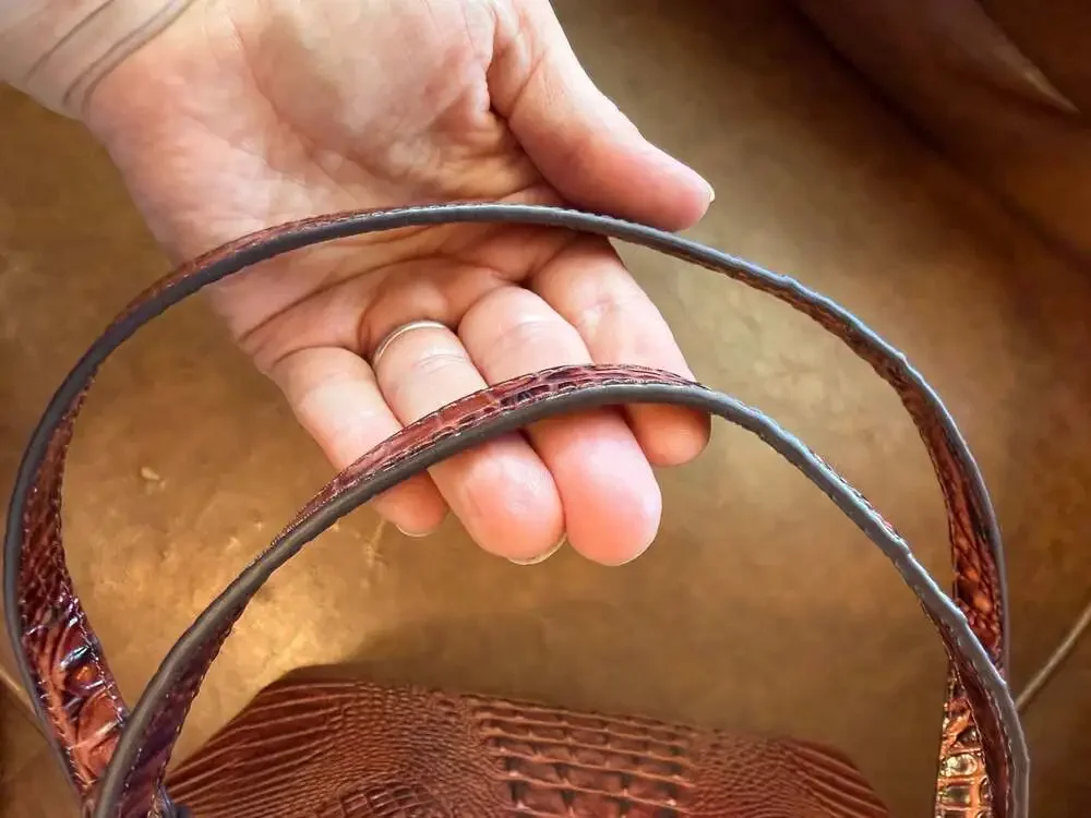 Brahmin Medium Asher Tote Bag in Pecan Crocodile-Embossed Leather